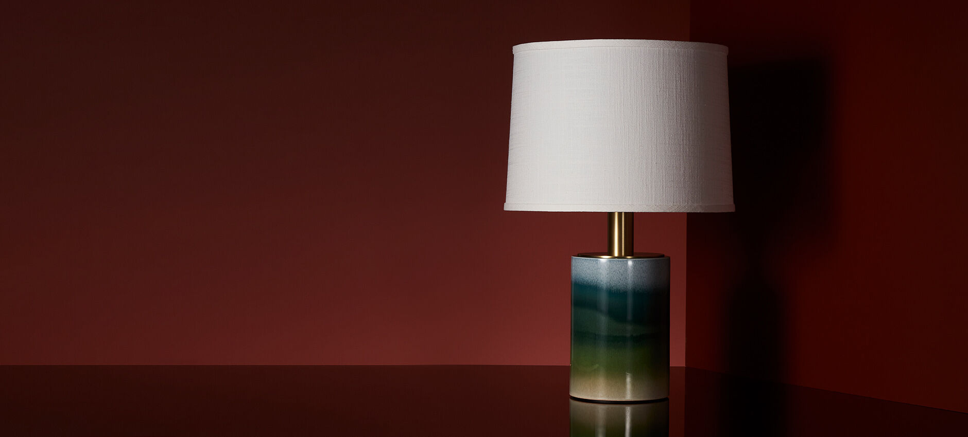 Fairfax lamp in ombre glaze