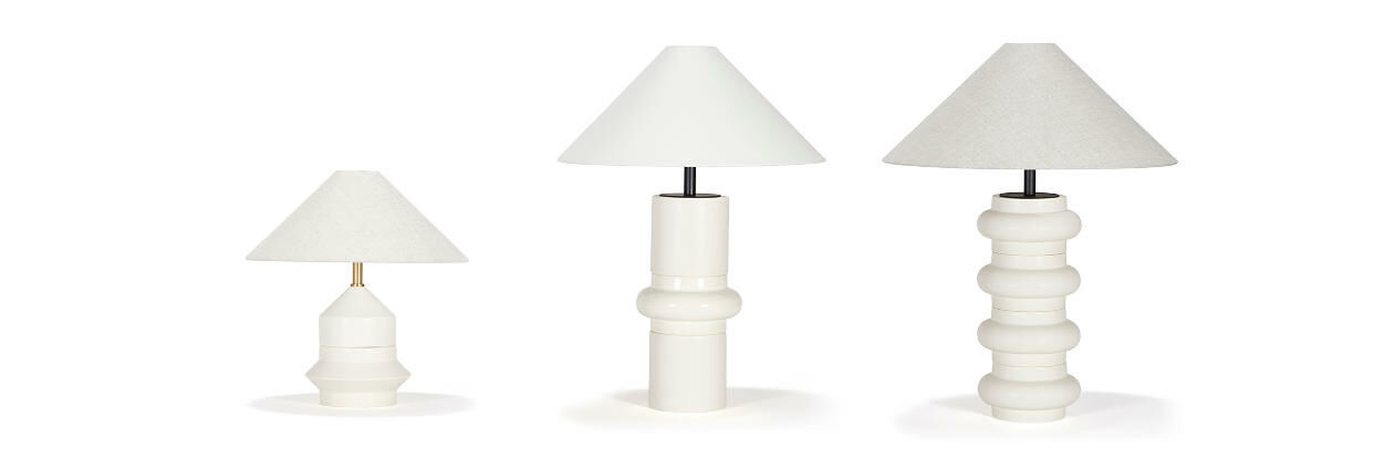 Three white carn modular lamps
