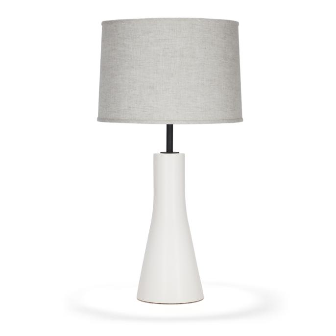 Bauer in White Quartz with Natural Linen shade