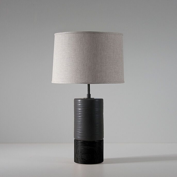 Short Baxter in Canyon in Obsidian with Natural Linen shade
