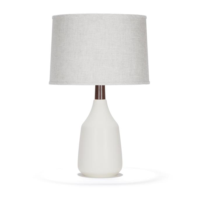 Cooper in White Quartz with Natural Linen shade