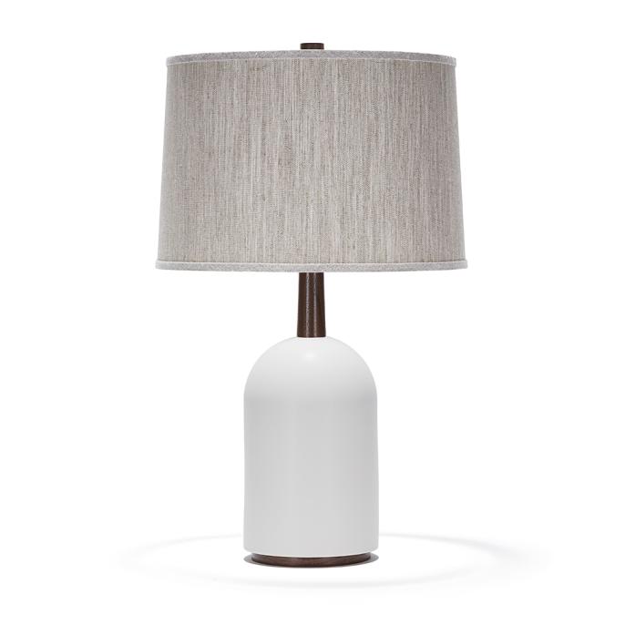 dome I in White Quartz with Natural Linen shade