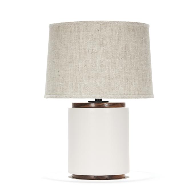 drum in White Quartz with Natural Linen shade