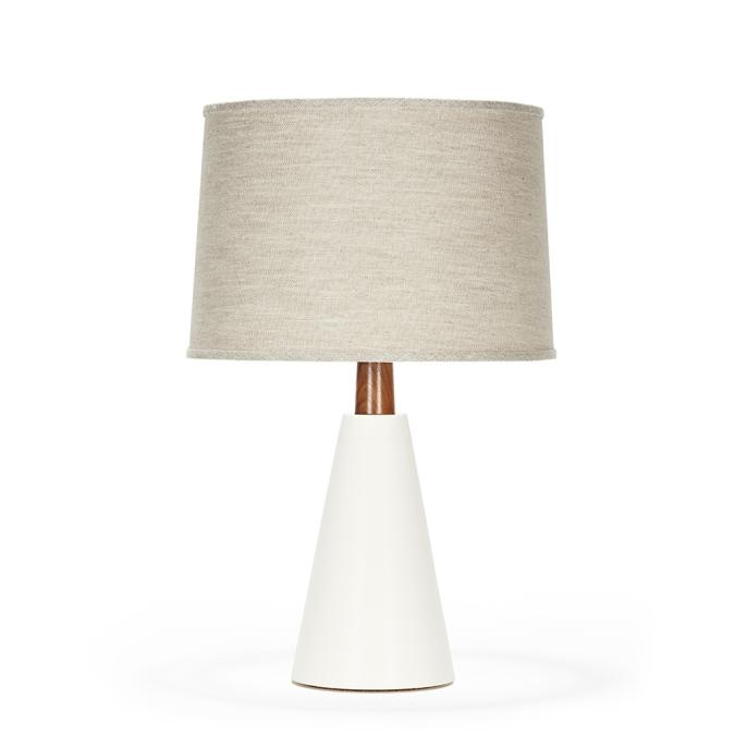 gio II in White Quartz with Natural Linen shade