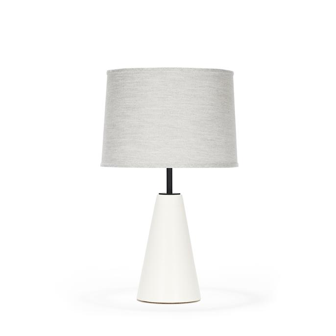 Gio in White Quartz with Natural Linen shade