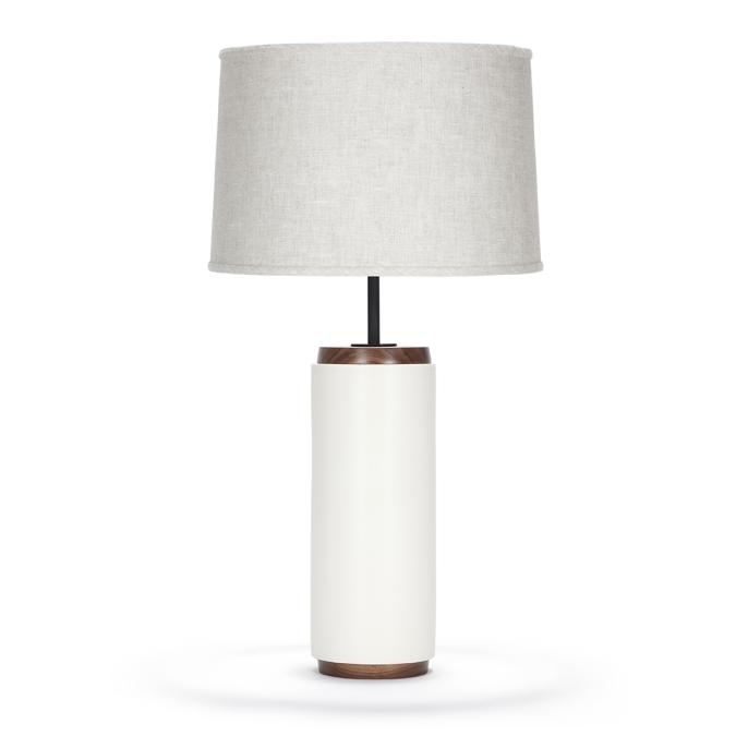 Heyward in White Quartz with Natural Linen shade