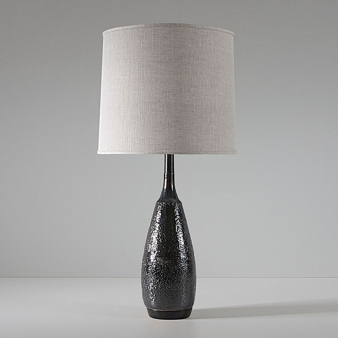 Lancaster in Boucle in Anthracite with Natural Linen shade