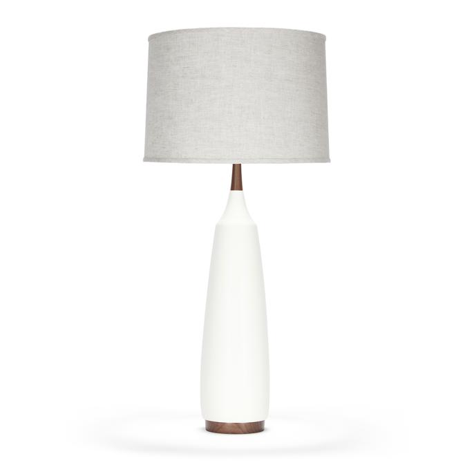 Laurel in White Quartz with Natural Linen shade