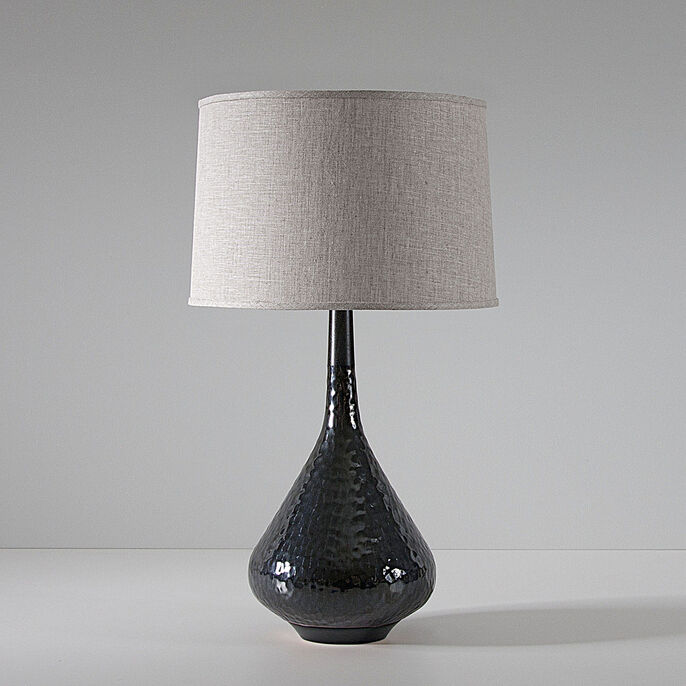 Miller in Carved in Anthracite with Natural Linen shade