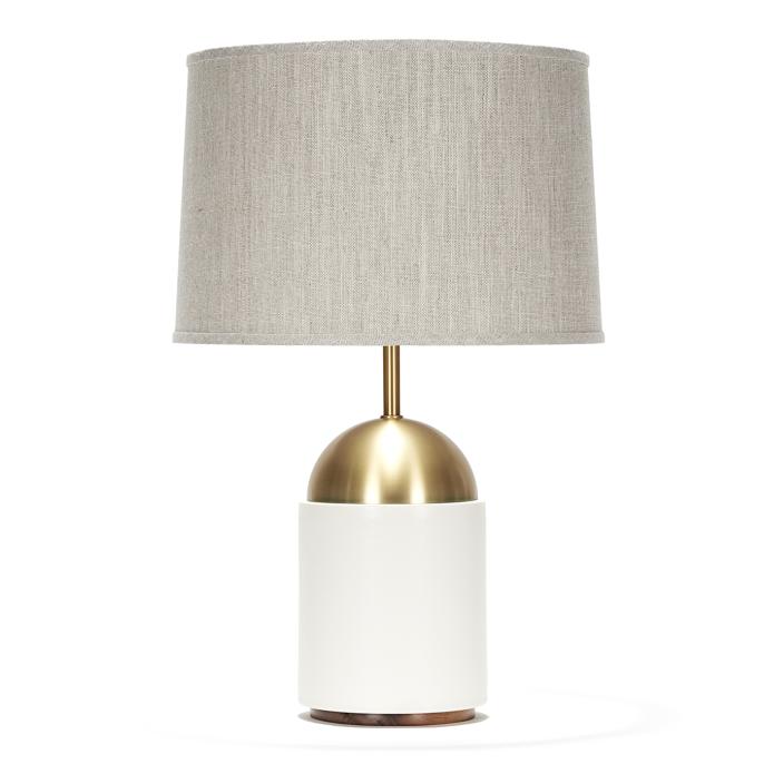 Noor in White Quartz with Natural Linen shade